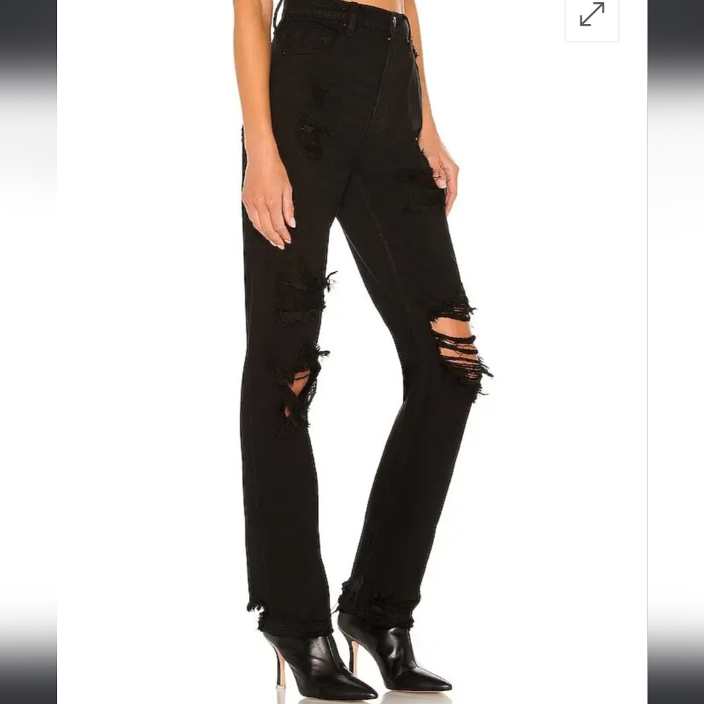 Free People Crvy Distressed Straight Shooter Jean